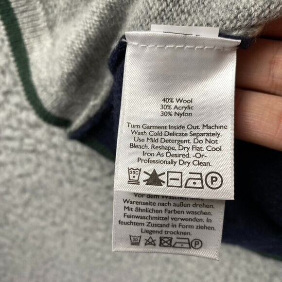 Eddie Bauer 1/4 Zip Pullover Sweater Men's XL Striped Wool Arcylic Nylon Blend - Picture 6 of 9